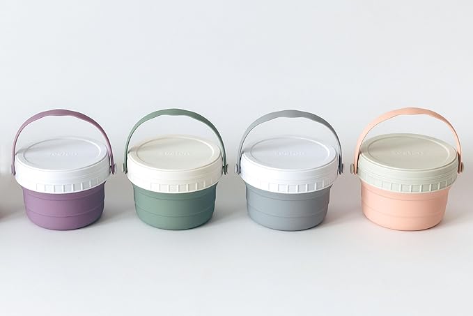 No Spill Silicone Toddler Snack Containers, Detachable Silicone Flap for Filling&Cleaning, Crumb-Free Hard Plastic Screw Travel Lid, Ultra-Soft for Baby Kids Hand In-Out, Snack Cup Holder 12 oz