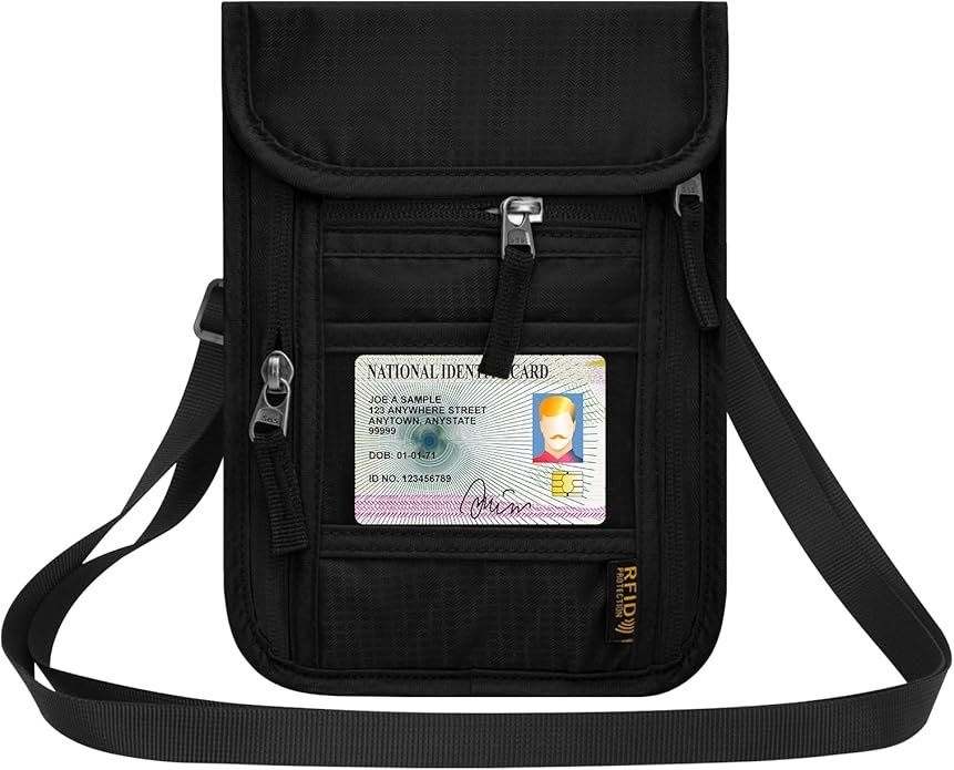 Neck Wallet for Travel,Passport Holder Neck Pouch for Men Women with Adjustable Neck Strap and RFID Blocking