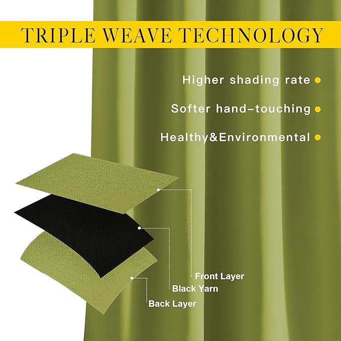NICETOWN Room Darkening Curtains 90 inches Long for Bedroom - Grommet Light & Heat Blocking Window Treatments Soundproof Drapes for Living Room (2 Panels, W52 x L90, Fresh Green)