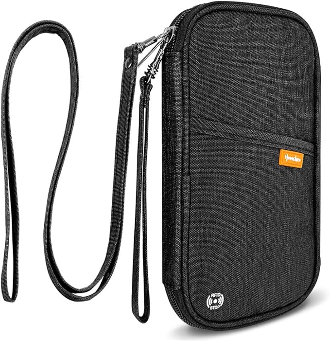 RFID Family Passport Wallet Holder Waterproof, Travel Document Organizer Credit Card Clutch Bag for Men Women