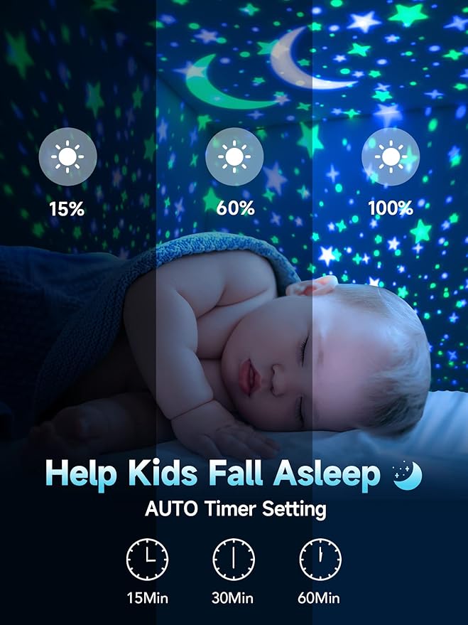 One Fire Star Projector Night Light for Kids Room, Bluetooth Speaker+Remote, 48 Lighting Cool Star Light Projector, Kids Room Decor, Christmas Gifts