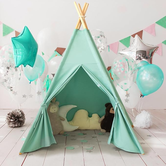 Teepee Tent for Kids-Portable Children Play Tent Indoor Outdoor (Green)