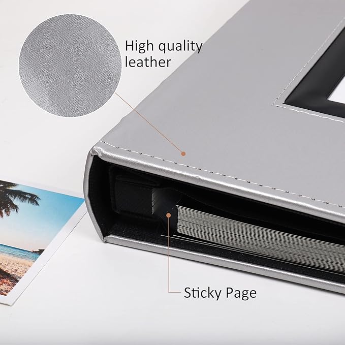 RECUTMS Photo Album Self Adhesive, Magnetic Self-Stick Scrapbook Album Holds 3x5 4x6 5x7 6x8 8x10 Pictures 60 Pages Black Inner Page for Family Wedding Baby Birthday Anniversary