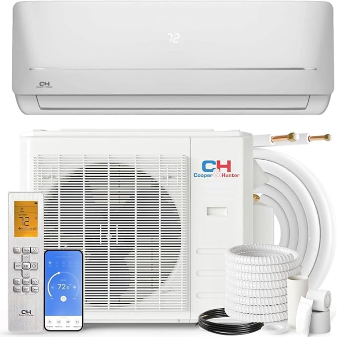 Cooper & Hunter 6,000 BTU 115V Single Zone Wall Mount Ductless Mini Split Air Conditioner & Heat Pump – 21.5 SEER2 – 16FT Installation Kit – R-410A Refrigerant Pre-Charged – Inverter