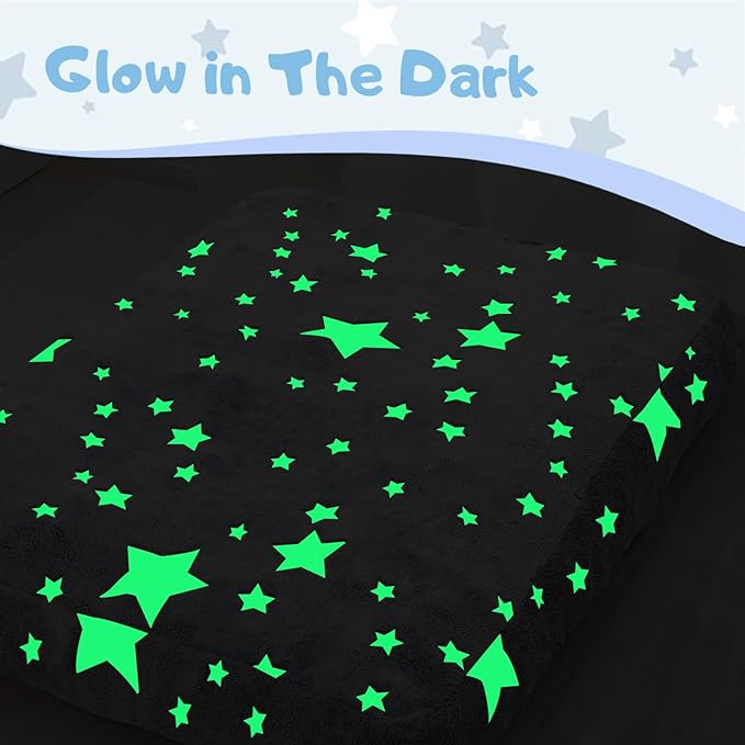 COMAX Kids Bean Bag Chair Turn into Beanbag Bed, Unicorn Toddler Bean Chair for Girl Boy Sleeping, Lazy Children Sofa Couch with Filler, Convertible Child Floor Mattress, Glowing Grey Star