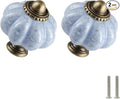 Blue Crackle Pumpkin Knobs 2 Pack Ceramic Cabinet Knobs Vintage Drawer Pulls by Zernmiarder