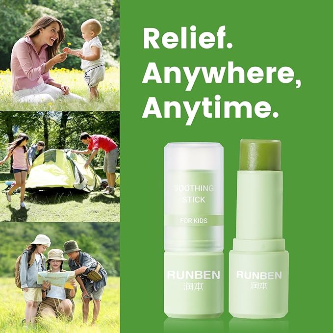 RUNBEN Mosquito Bite Itch Relief Stick, Anti Itch Cream for Mosquito Bite, Safe Itch Relief for Baby & Kids, Summer Essentials, Plant-Based, Travel-Pocket Size, 0.24 oz