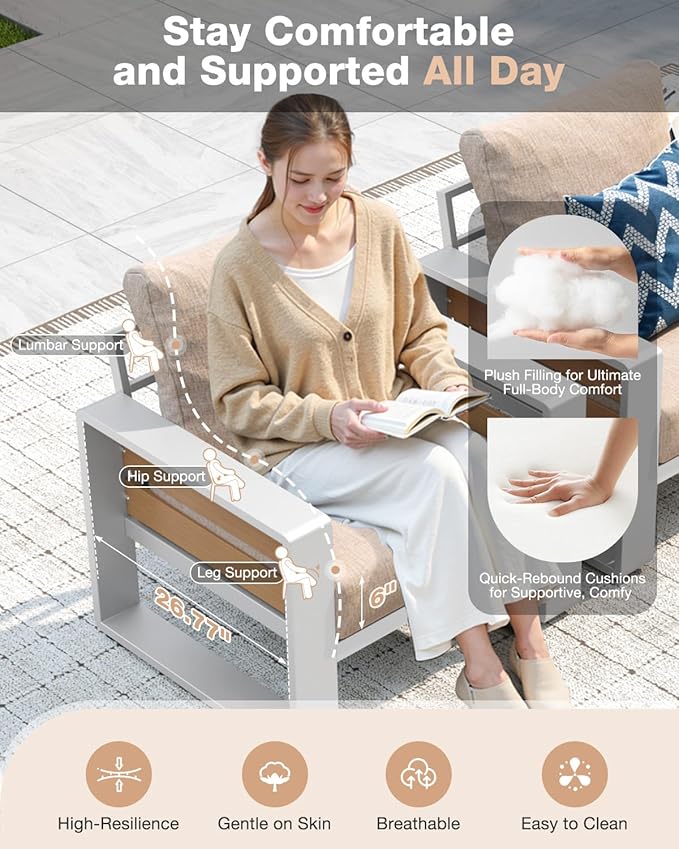 Aoxun Aluminum Patio Furniture Set - Image 2