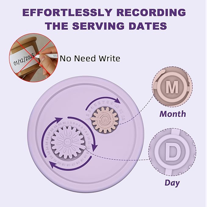 Silicone Baby Food Containers with Date-Tracking Lids, 6-Pack Reusable Snack Containers Food Storage Jars for Infants, Microwave, Dishwasher & Freezer Safe, 3 Sizes