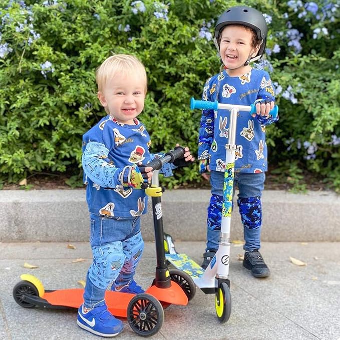 Soft-Style Kids Knee and Elbow Pads with Bike Gloves, Flexible Impact-Resistant Gear for Ages 2-11, Designed for Balance Bikes, Roller-Skating, and Skateboarding