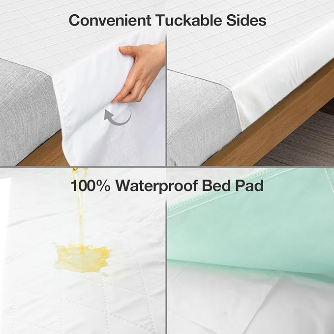 Bed Pads Washable Waterproof, Twin (38" x 36", Pack of 2) Incontinence Bed Pads & Pee Pads, Perfect for Kids, Adults and Elderly