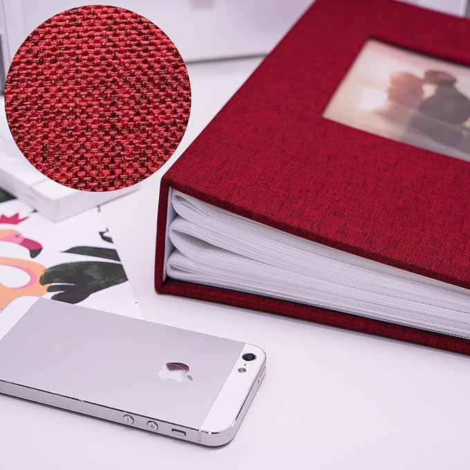 Vienrose Linen Photo Album 420 Pockets for 4x6 Photos Fabric Cover Photo Books Slip-in Picture Albums for Wedding Baby Vacation