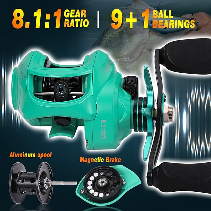 Sougayilang Fishing Rod and Reel Combo, 2-Piece 5-Foot 6-Inch Graphite & Fiberglass Rod, Durable and Strong, Quickset Anti-Reverse Fishing Reel (1Pack/2Pack)