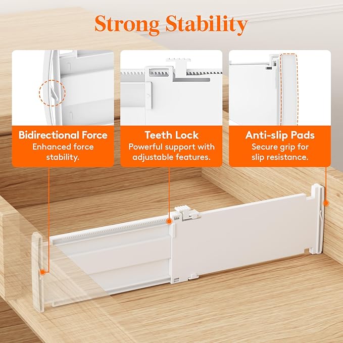 Lifewit 8 Pack Drawer Dividers 4" High, 10.5-16.5" Dresser Drawer Divider, Adjustable Drawer Organizers for Clothes, Plastic Drawers Separators for Dresser, Bedroom, Bathroom, Kitchen, Office