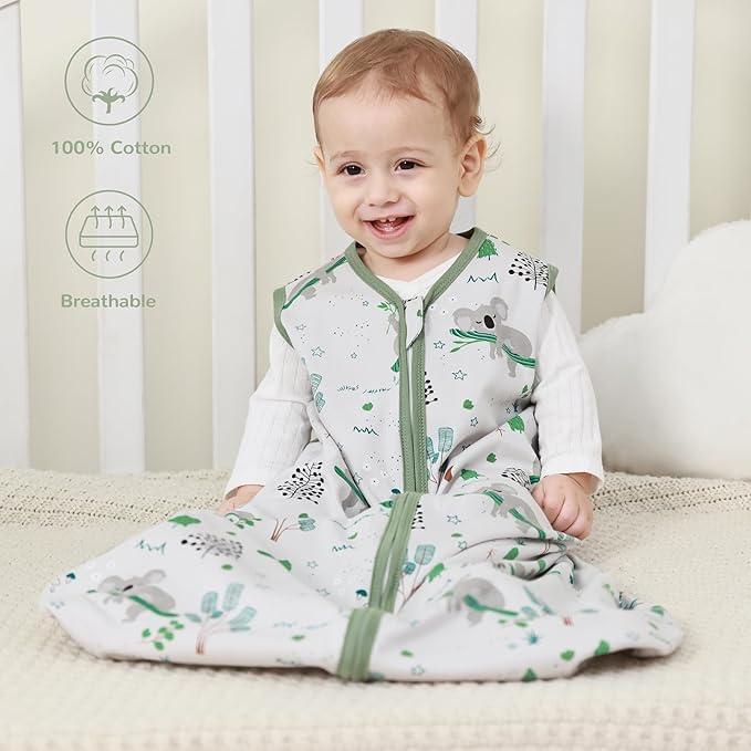 JELLYMONI Baby Sleep Sack 12-18 Months 100% Cotton Wearable Blanket, 0.5 TOG Soft Lightweight Toddler Sleeping Sack 3 Pack 2-Way Zipper Newborn Sleep Sacks