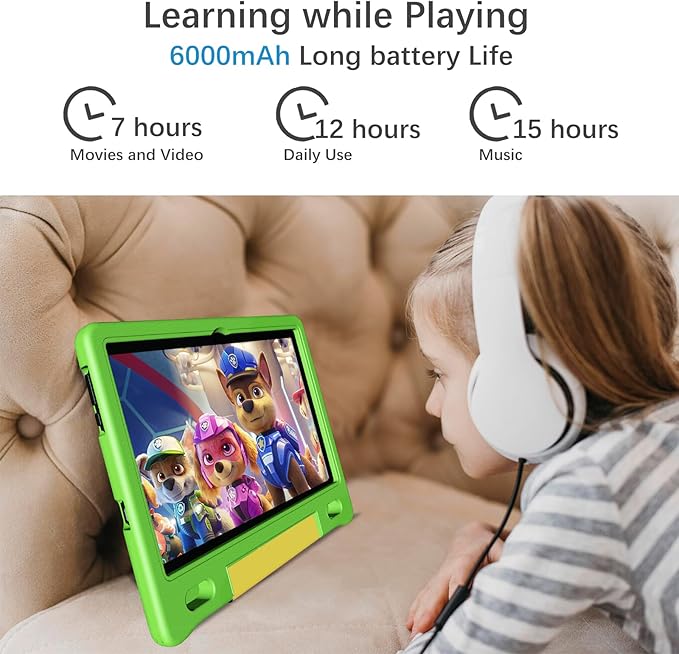 Kids Tablet with Strap, Android 14 Tablet for Kids 10 inch, Toddler Tablets Octa-Core 64GB 1TB Expandable, Children's Tablets with Case, Bluetooth WiFi Parental Control Dual