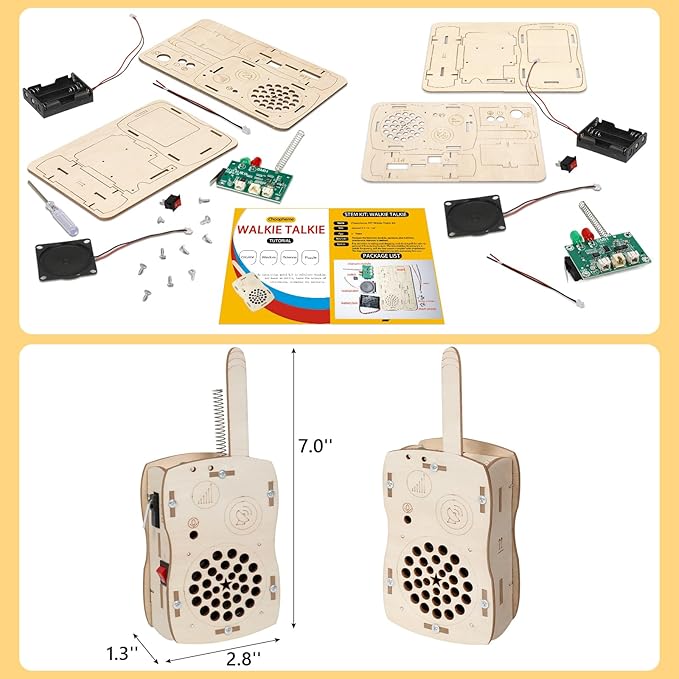 Stem Projects Walkie Talkies Toys for Boys Age 8-12 12-14 Science Kit Building Own DIY Electronics Kit for Kids Science Experiments Kid 9-12 Boy Toys Birthday Gift 8 9 10 11 13 Year Old Teen Girl