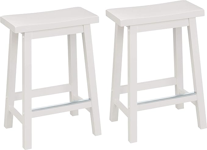 Amazon Basics Solid Wood Saddle-Seat Counter Height Bar Stools by AmazonBasics