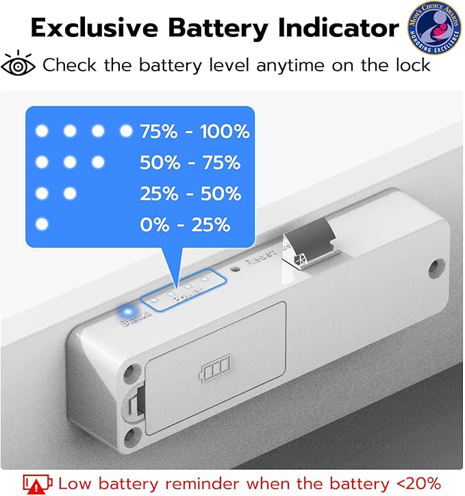 Anweller Baby Proofing Smart Cabinet Locks, Child Proof Hidden Drawer Locks, No Drill Adhesive Magnetic RFID Bluetooth Keyless Lock for Adults File Kitchen Cupboard Closet Liquor - White