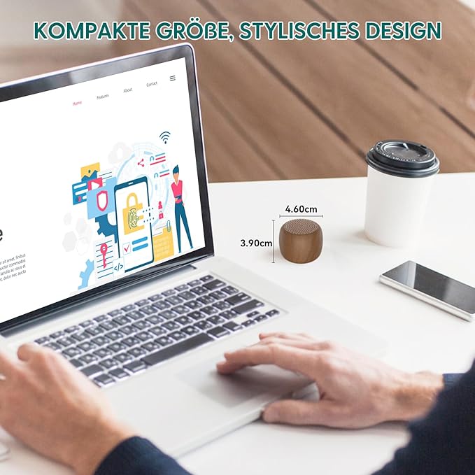 Babelio White Noise Sound Machine for Adults Kids Baby, Mini, 15 Non-looping Sounds, Timer, Memory Function, Easy to Pocket and Travel Wood Grain