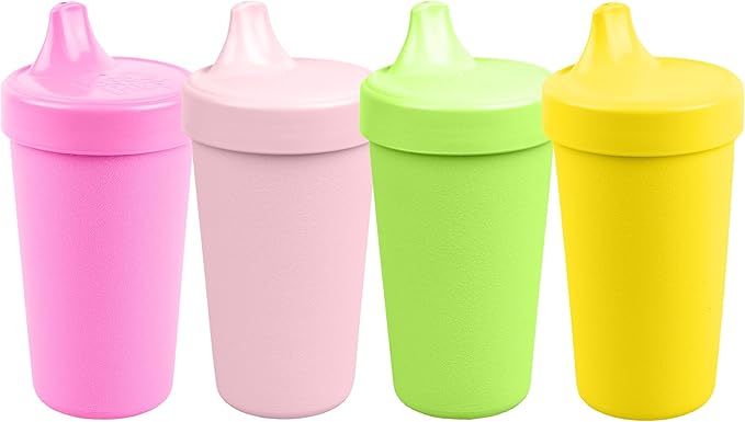 Re-Play Sippy Cups for Toddlers - 10 Oz. Reusable Spill Proof Cups for Kids, Dishwasher/Microwave Safe - Made in USA - Set of 4-3.13" x 6.25" - Tulip