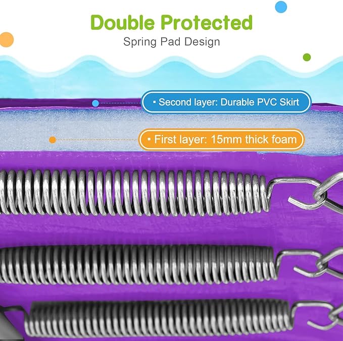 Zupapa 1800LBS Weight Capacity Double Frames Trampoline with No-Gap Design Curved Poles 16 15 14 12 10FT Trampolines with Enclosure Net for Kids Adults, Outdoor Family Fun