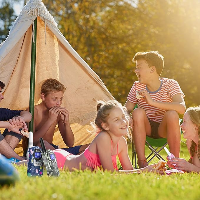 QNIGLO Camping Walkie Talkies for Kids Rechargeable, Camo Kids Walkie Talkies for Boys Girls fit Outdoor Adventure Game Spy Gear Hiking, Army Police Toys for 3 4 5 6-12 Year Old