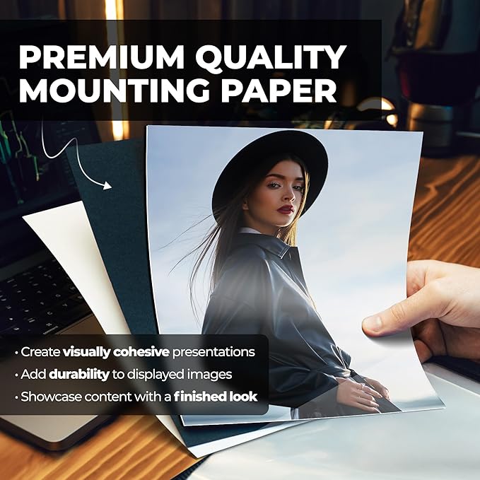 Dunwell Photo Album 8x10 (Silver) with Black Mounting Paper, 8 x 10 Photo & Art Portfolio Presentation Book, 24 Sleeves, Displays 48 Pages, Professional Photography Book for Pictures, Artwork