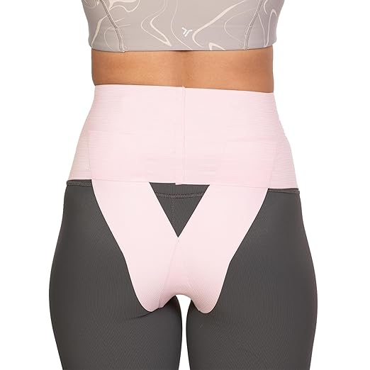 Patented Women’s Pelvic Floor Orthotic Support Belt ― Uterus Pain Relief Girdle for Dropped Bladder, Vulvar Varicosities, Postpartum Recovery, SPD | High Waist - PINK - SMALL