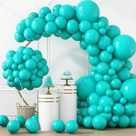 RUBFAC 129pcs Teal Blue Balloons Different Sizes 18 12 10 5 Inch Latex Turquoise Teal Balloon Garland Arch for Party Decoration Birthday Wedding Engagements Anniversary Baby Shower Party Supplies