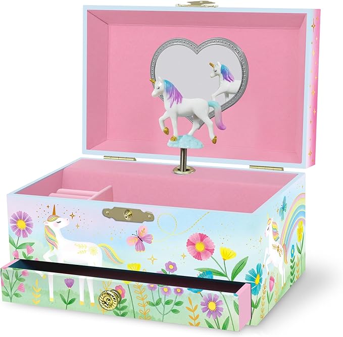 Musical Unicorn Kids Jewelry Box - Girls Jewelry Box with Mirror, Unicorn Toys for Girls Age 4-6
