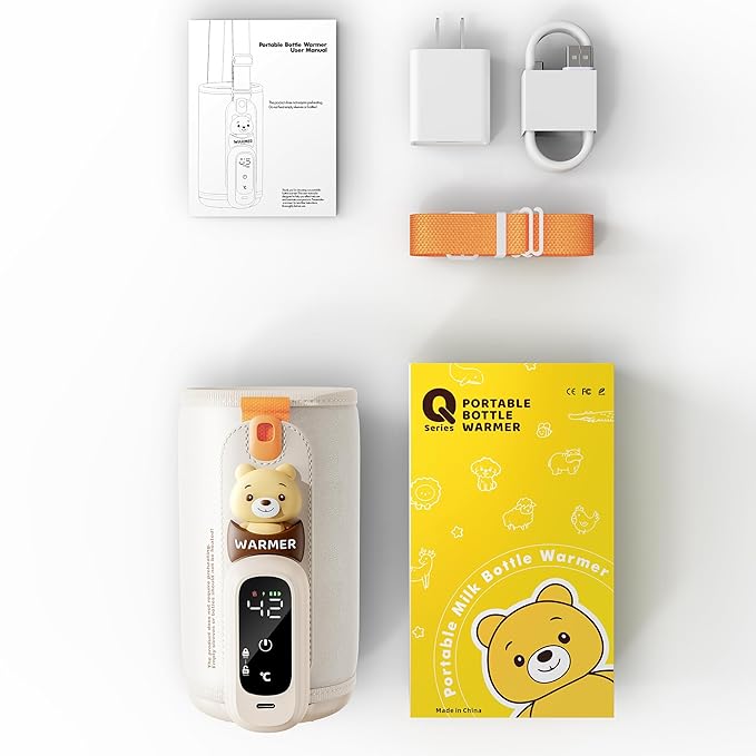 Portable Bottle Warmer for Breastmilk & Formula, Baby Rapid Milk Warmer, Accurate Temperature Control, Retain Nutrients Baby Essentials for Home and Outing(with Charger)