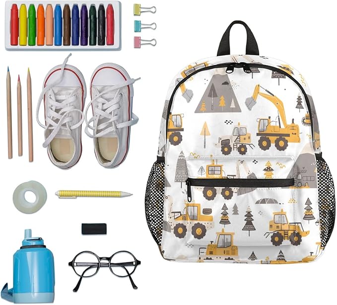 Toddler Backpack for Boys Girls - 12 Inch Cartoon Excavator Kids Backpack Preschool Kindergarten Backpack Lightweight Waterproof Schoolbag Book Bag for School