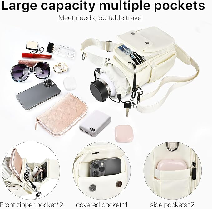 Water Bottle Holder with Strap 32 40oz Crossbody Insulated Water Bottle Carrier Sling Bag with Adjustable Wide Strap and Phone Purse 5 Pockets for Walking Hiking Gym Travel