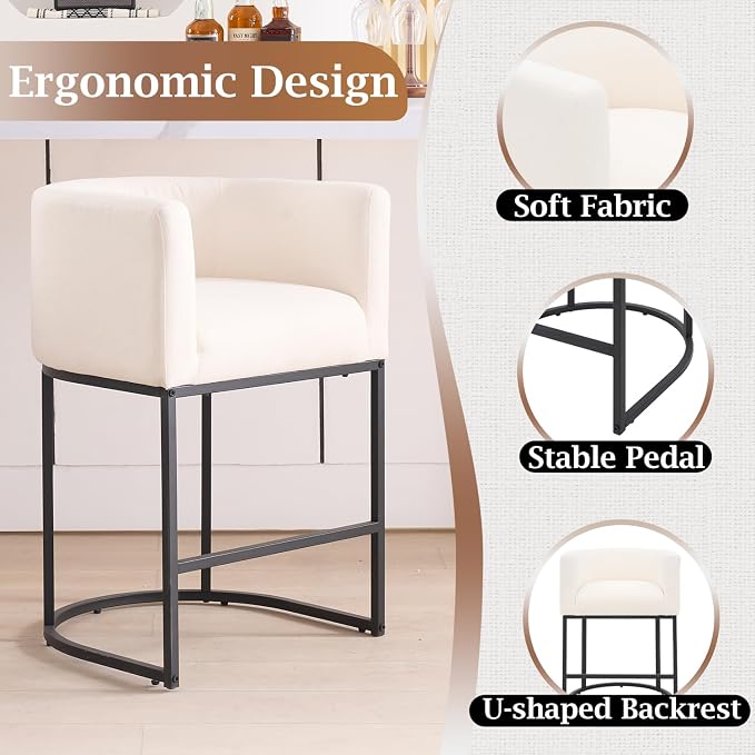 ClinQ 26" H Counter Height Bar Stools Set of 3, Modern Barrel Counter Stools - Image 3