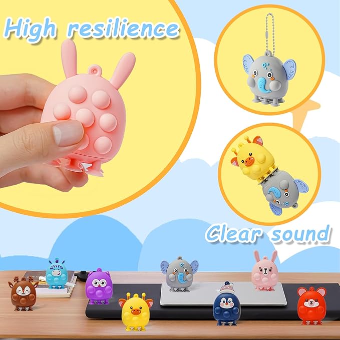 32 Pcs Party Favors for Kids, 3D Animal Pop Fidget Toys Bulk, Sensory Bath Suction Toys for Toddlers, Carnival Treasure Classroom Prizes Box Toys, Fidget Stocking Stuffers Birthday Party Gifts