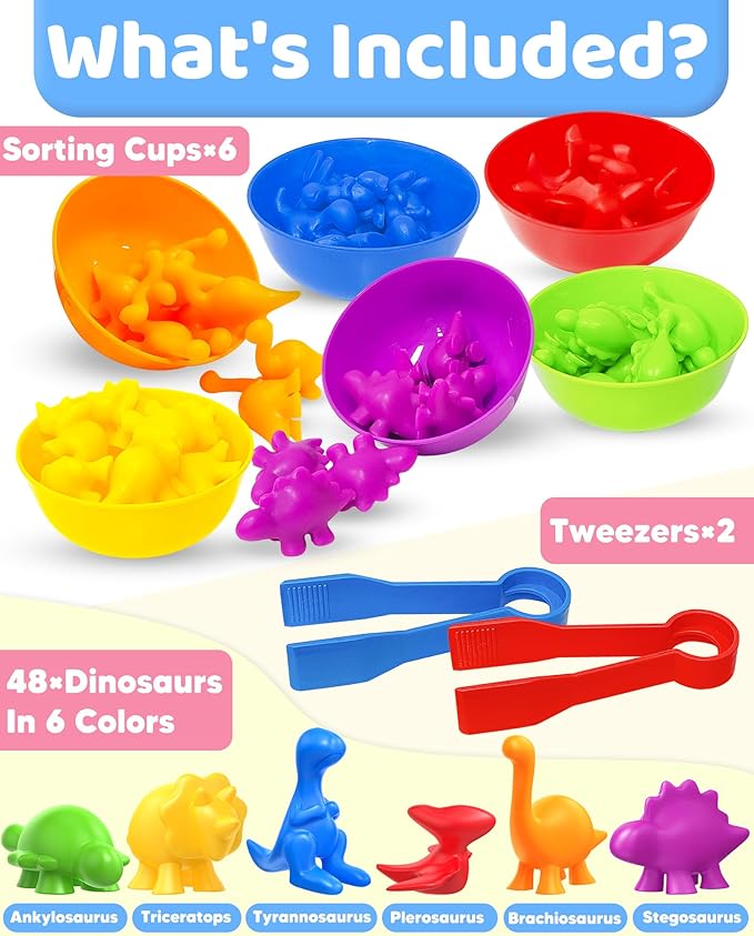 Counting Dinosaurs Montessori Toys for 3 4 5 Years Old Boys Girls, Preschool Learning Activities Kindergarten Educational Sensory Toys Gifts for Kids Toddlers Ages 3-5, 4-8