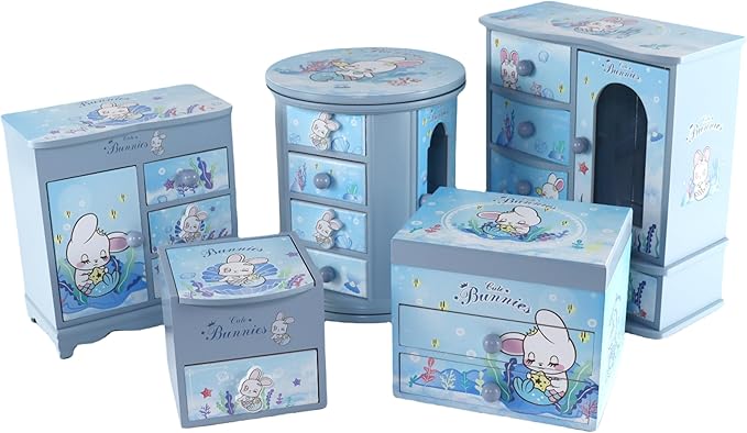 Music Jewelry Box for girls blue Cute bunny girls jewelry box Little girl birthday christmas Gift kids jewelry box Organizer