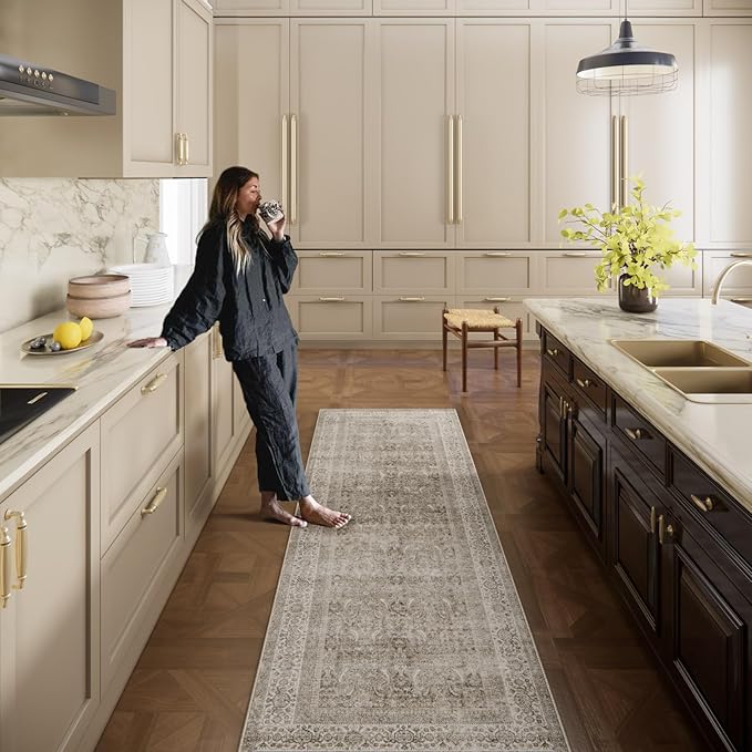 Washable Runners for Hallways Kitchen Rug: 2'x10' Runner Rugs Stain Resistant Non Slip Low Pile Soft Carpet Runners for Hallways Bedroom Entryway Indoor Beside Bathroom Laundry Room