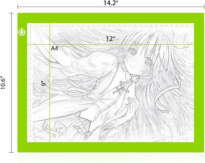 LitEnergy Portable A4 LED Copy Board Light Tracing Box, Green Ultra-Thin Adjustable USB Power Artcraft LED Trace Light Pad for Tattoo Drawing, Streaming, Sketching, Animation, Stenciling