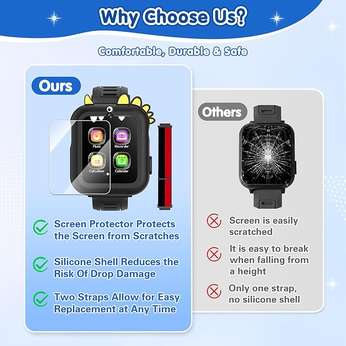 Smart Watch for Kids with 39 Games Touchscreen Camera Video, Music Player, Pedometer, Calculator, Calendar, Stopwatch, Flashlight, Alarm Clock 12/24 hr, Birthday Gifts Toys for Boys Ages 3-12