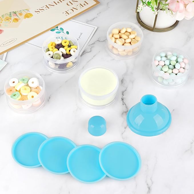 Accmor Formula Dispenser On The Go, 5 Compartments Stackable Formula Container for Travel, Baby Milk Powder Kids Snack Container, BPA Free