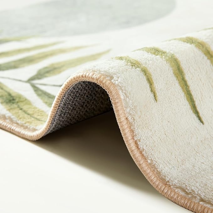RoomTalks Boho Green Cute Bathroom Rugs Bath Mat Non Slip Washable, Modern - Image 5