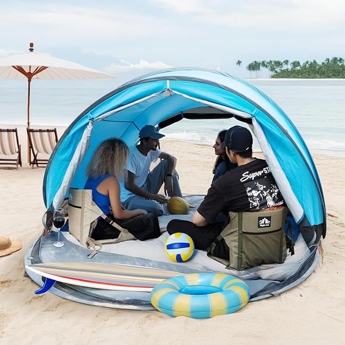 Night Cat Pop-up Beach Tent: Large Sun Shade Shelter for 2-4 Persons Picnic Sport Activities