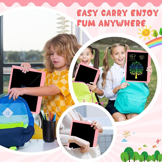 Decute Kids Toys LCD Writing Tablet with Stylus, 15 Inch Erasable Toddlers Doodle Board, Reusable Drawing Pad for Kids, Educational Christmas Birthday Gift for 3 4 5 6 7 8 Girls Boys Toddler Pink