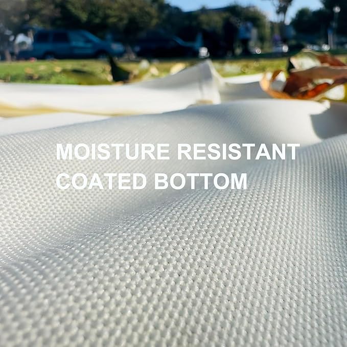 4’9” x 6’3” White Lightweight Water-Resistant Canvas Mat – Picnic, Outdoor, Beach, Park, Camping, Toy Mat