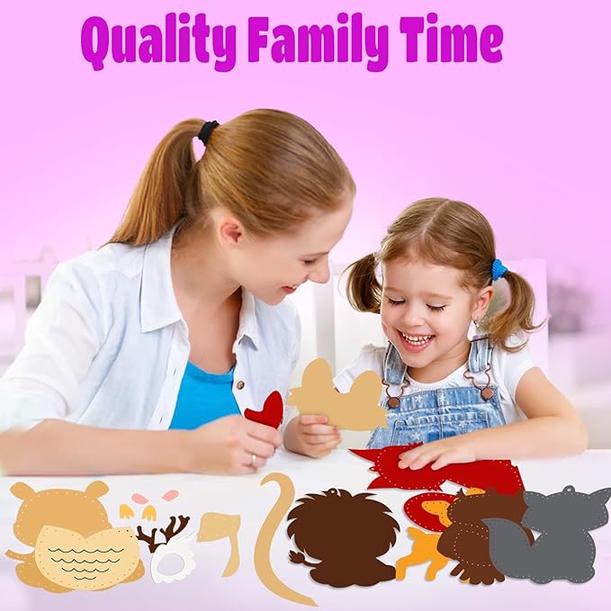 Sewing Kit for Kids, Friendship Keychain Making Toys, Beginner Arts and Crafts,8 Easy DIY Ornaments of Animal,Birthday Christmas Gifts Presents for Girls Age 6-12,Learn to Sew Embroidery