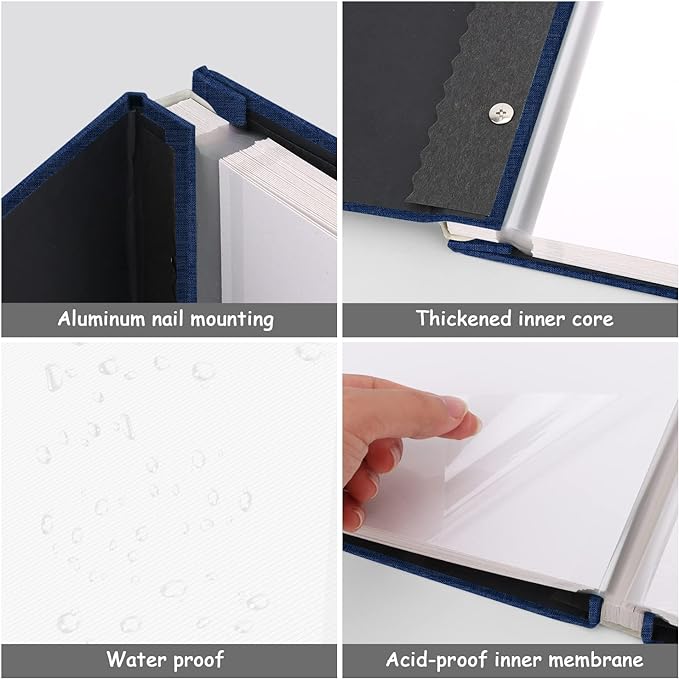 Zesthouse Photo Album Self Adhesive Pages, 60 Pages Magnetic Scrapbook Albums with Sticky Page,Photos Album Holds 8x10 & 5X7 & 4x6 & 6x8 & 3x5, Large Picture Book Ideal for Family,Wedding,Baby