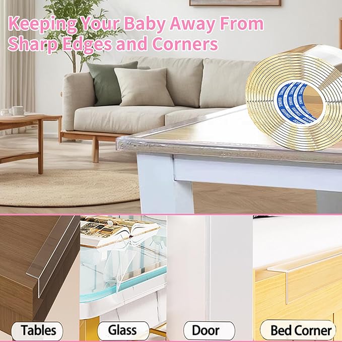 Clear Soft Corner Protectors for Furniture Strip,1.8in x13FT,Sharp Edge & Table Bumper,Window Edge,Wall Protector, Soft Corner Guards Safe for Proof,Table Corner Protectors in Family