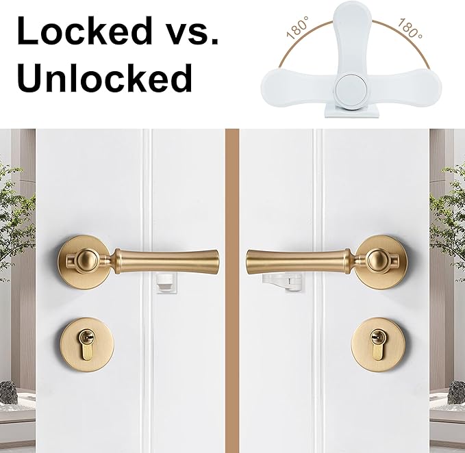 Child Proof Door Lever Lock(6 Pack) - Baby Proofing Door Handle Lock, 3M Adhesive & No DrillingNeed, Minimalist Design, Child Safety Door Handle Locks
